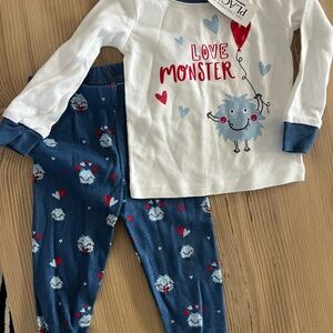 Love Monster Kids Pajamas - Blue and White